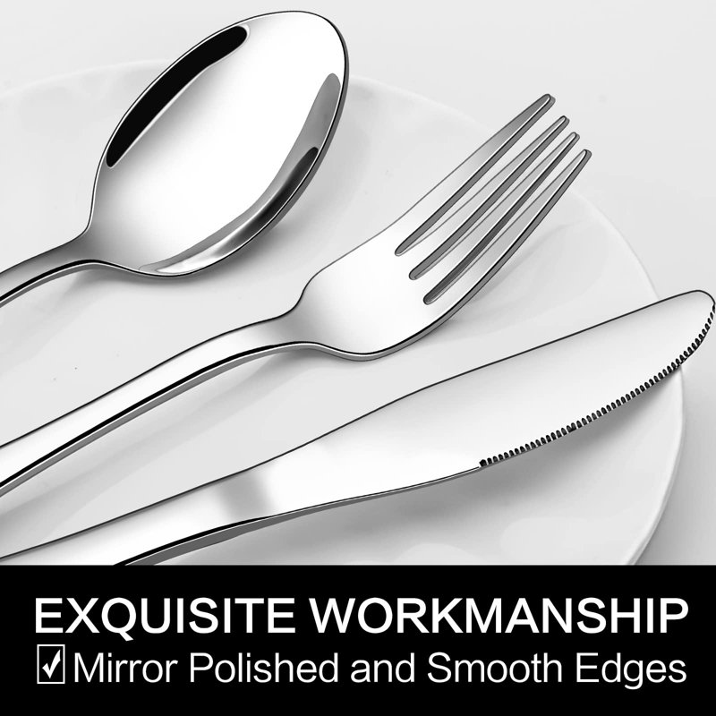 68-Piece Silverware Set With Serving Utensils, Heavy Duty Stainless Steel Flatware Set For 12, Food-Grade Tableware Cutlery Set, Utensil Sets For Home Restaurant, Mirror Finish, Dishwasher Safe