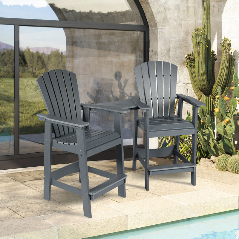 Cezalinda High Adirondack Chair with Table, Gray