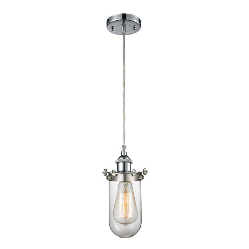 Luminaire suspendu géométrique 1 lumières simple Scotia, Chrome poli, DEL, Transparent