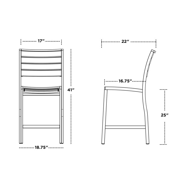 Chaise d'appoint de bureau POLYWOOD, Bleu pacifique, Bronze texturé