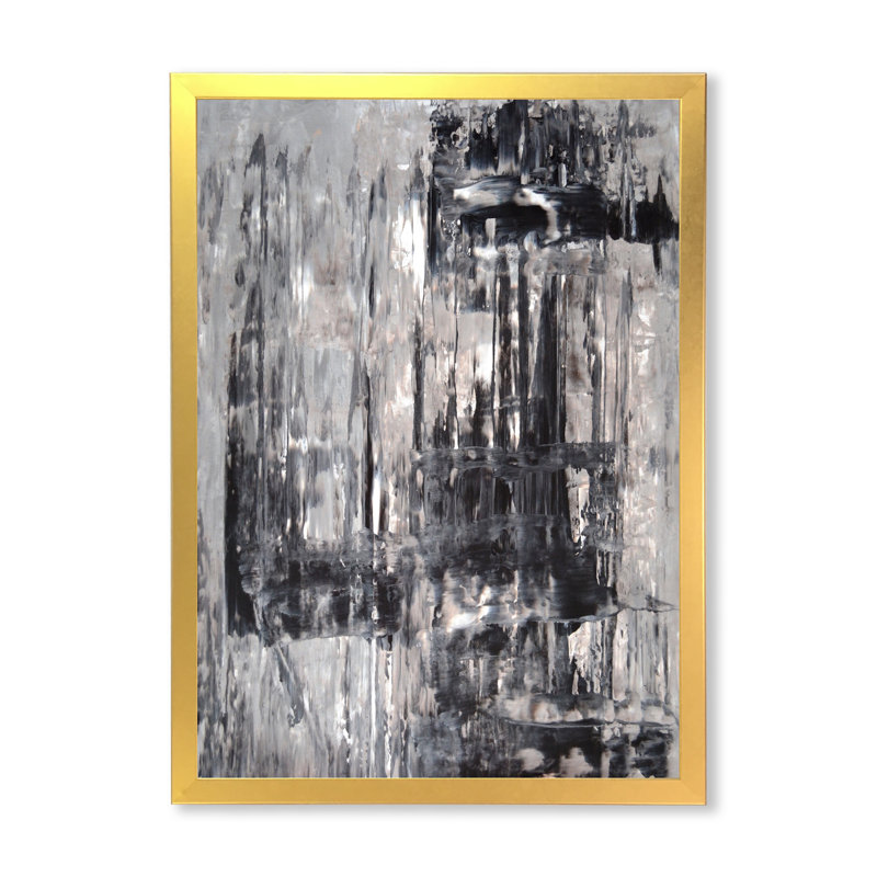 Art moderne gris et bleu II 2FDP47743, H 12 po x l 8 po x P 1 po, Encadrement doré