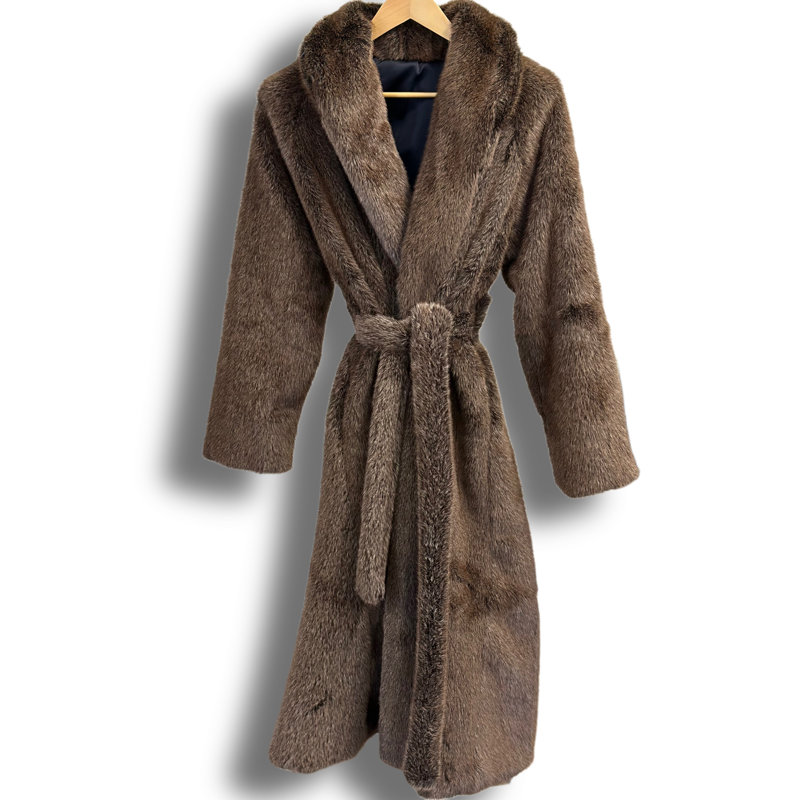 Manteau de luxe en vison brun, S/M, Brun