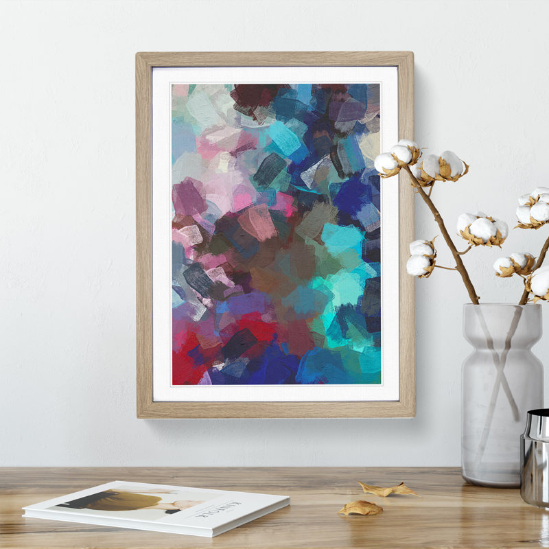 Escape The Mist Abstract - Single Picture Frame Painting, 46cm H x 34cm W x 2cm D, Oak