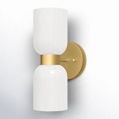 Eugenie 2-Light Steel Dimmable Gold Armed Sconce