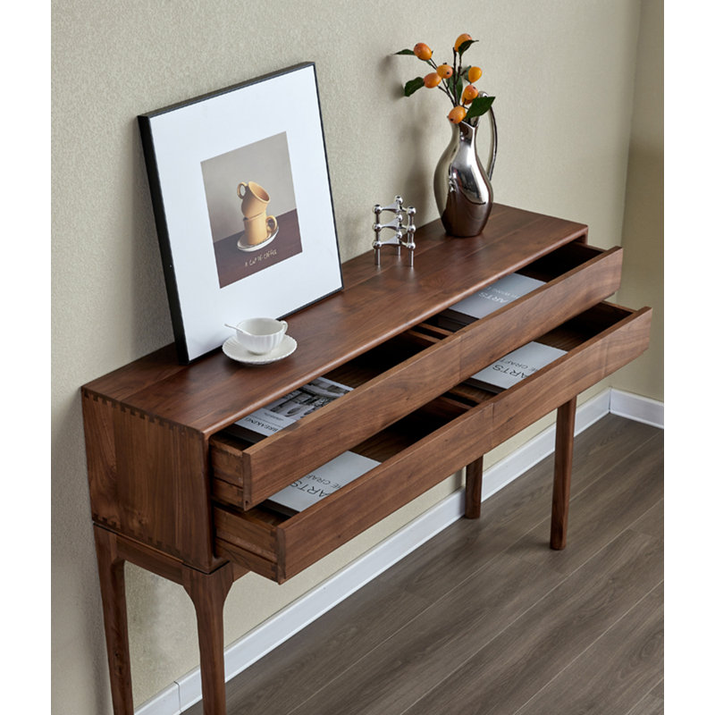 33.46" Walnut colour Rectangular Solid Wood Console Table, 35.43" H x 47.24" W x 12.6" D