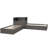 Twin L-Shaped Platform Bed with Storage Cabinets, Desk, Trundle & LED Light,Grey-1690011848
