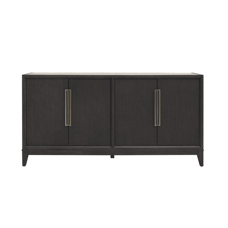Molasses Ash Wood Stone-Top 4-Door Buffet
