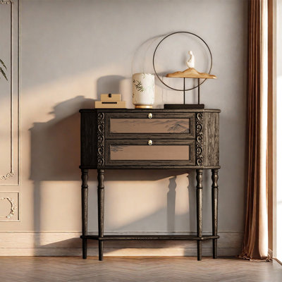 Two Drawer Wood Storage Cabinet
