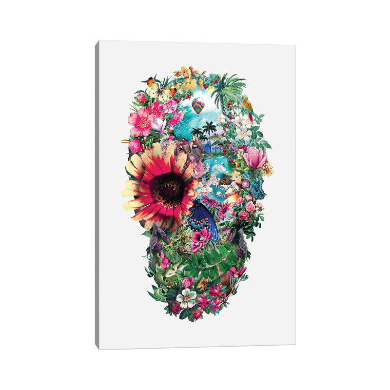 Summer Skull II by Riza Peker - Wrapped Canvas Painting, 30.48cm H x 20.32cm W x 1.905cm D