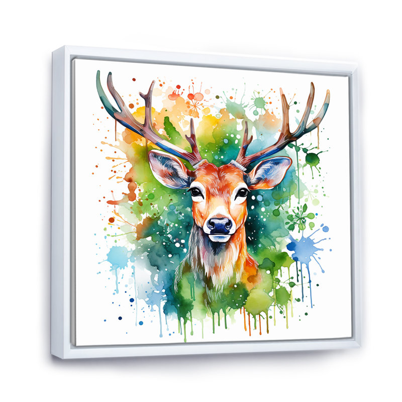 Art mural majestueux, cerf majestueux, Cadre flottant blanc, H 30 po x l 30 po