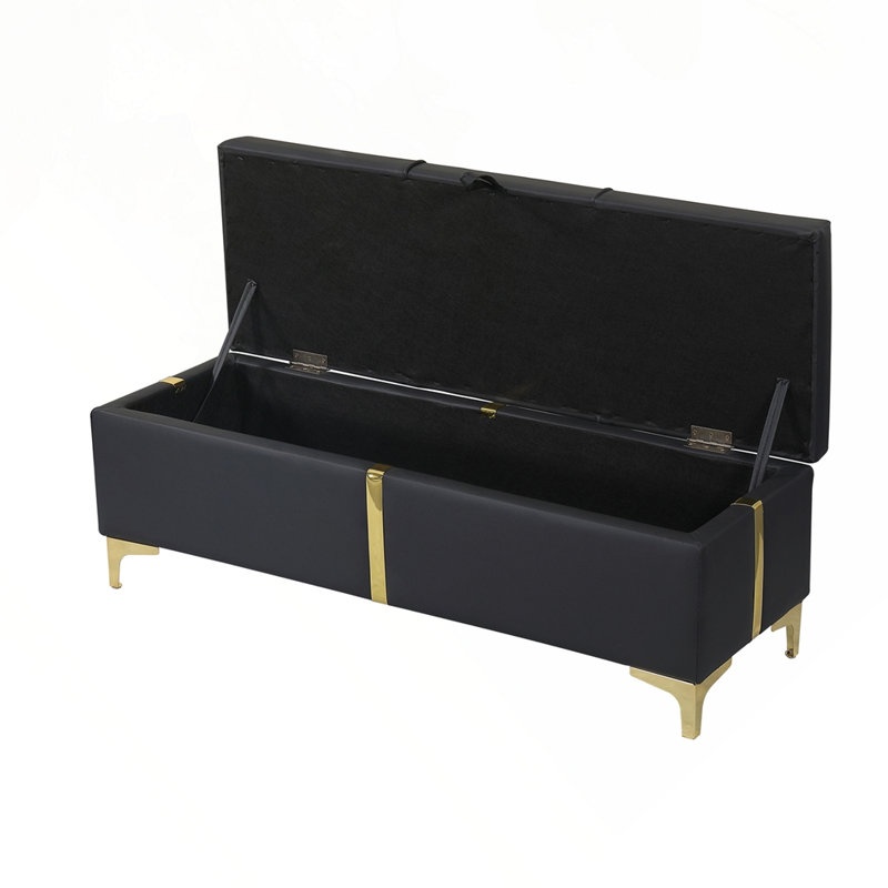 Ensemble de chambre à coucher 2 pièces, lit plateforme tapissier grand avec repose-pieds, Noir