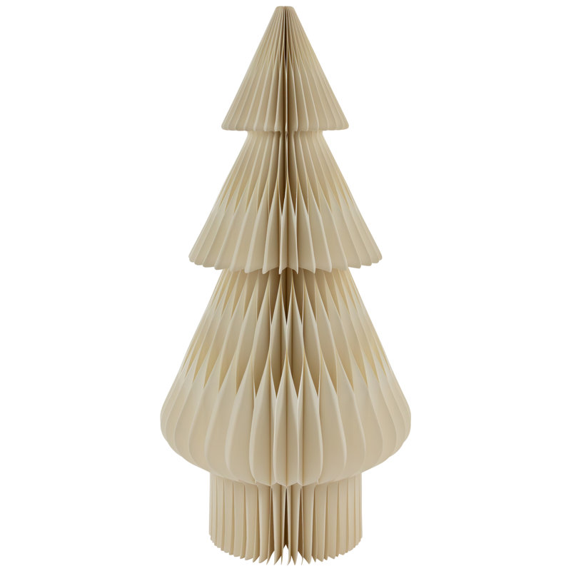 Arbre de Noël en papier pliable accordéon nid d'abeille - 3 pi - Crème, Blanc
