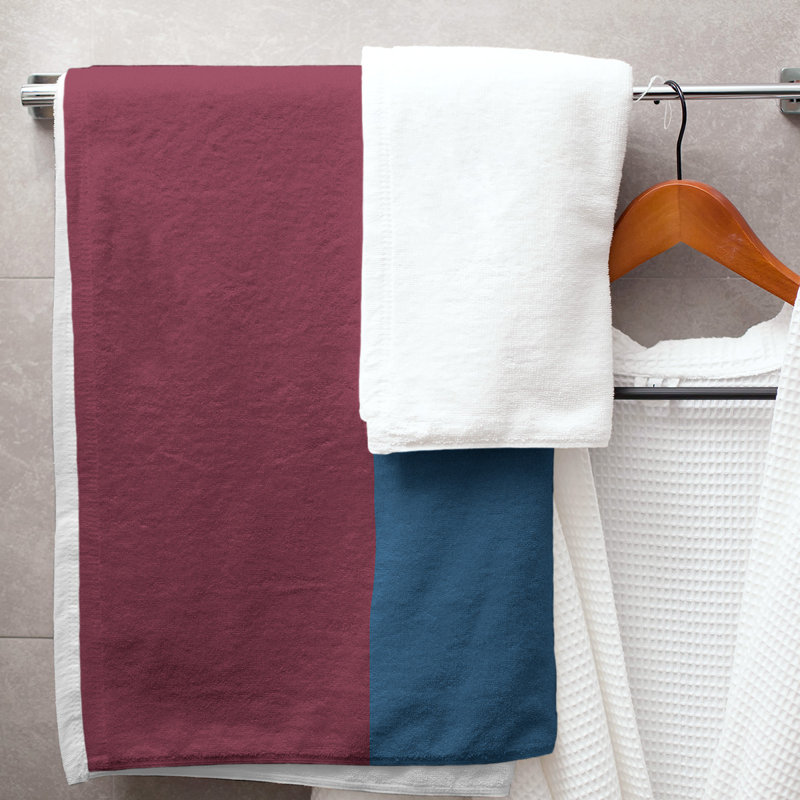 Colorado Lightweight Bath Towel, Burgundy/Blue/Silver, Poly/Cotton