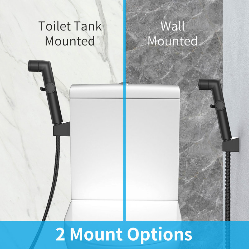 Black Handheld Bidet Sprayer Attachment With Hose And Wall Mount, Mate Black