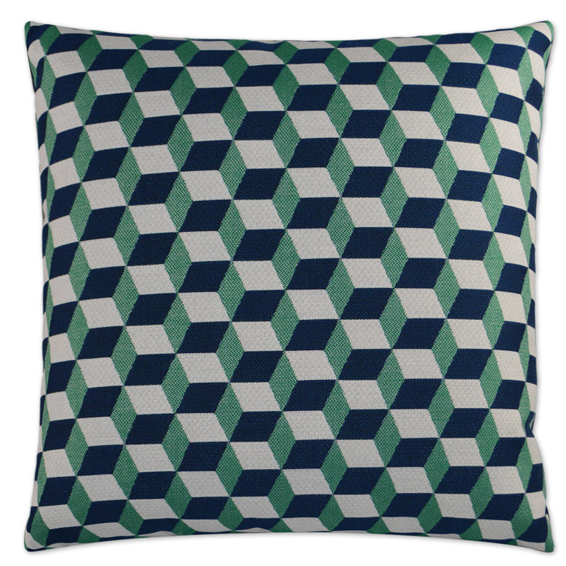 Puzzle Square Indoor/Outdoor Pillow Cover & Insert, Emerald