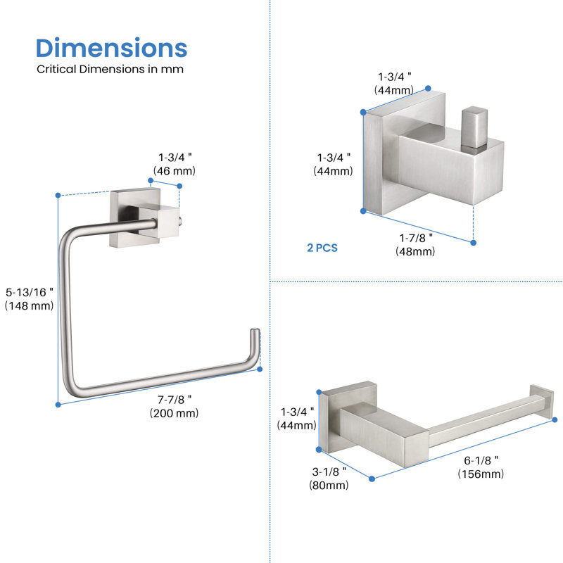 Cube 4 - Piece Bathroom Hardware Set, Brushed Nickel