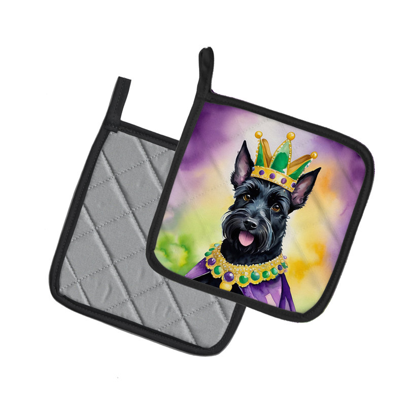 Terrier écossais, roi du Mardi gras, paire de poignées