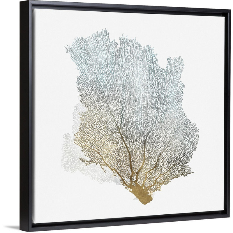 «Delicate Coral I» par Isabelle Z - reproduction d'art sur toile, H 26 po x l 26 po, Toile avec cadre flottant, Noir