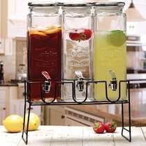 Orchard Hill 1 Gal. Clear Glass Cold Beverage Glass Dispenser with Metal  Rack and Leak Proof Acrylic Spigot
