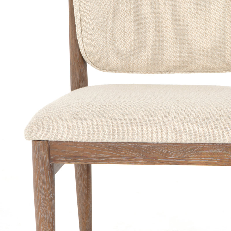 Joren Upholstered Dining Chair, Irving Taupe Polyester Blend/Pecan Whitewash