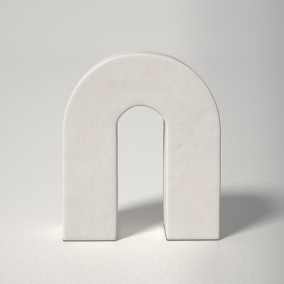 Sagebrook Home Ziva Modern Neutral Marble Horseshoe Tabletop Decorative Object