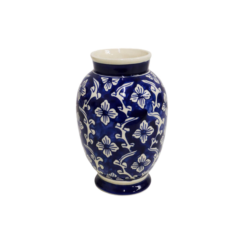 Vase en céramique Home & Manor Classic bleu / blanc