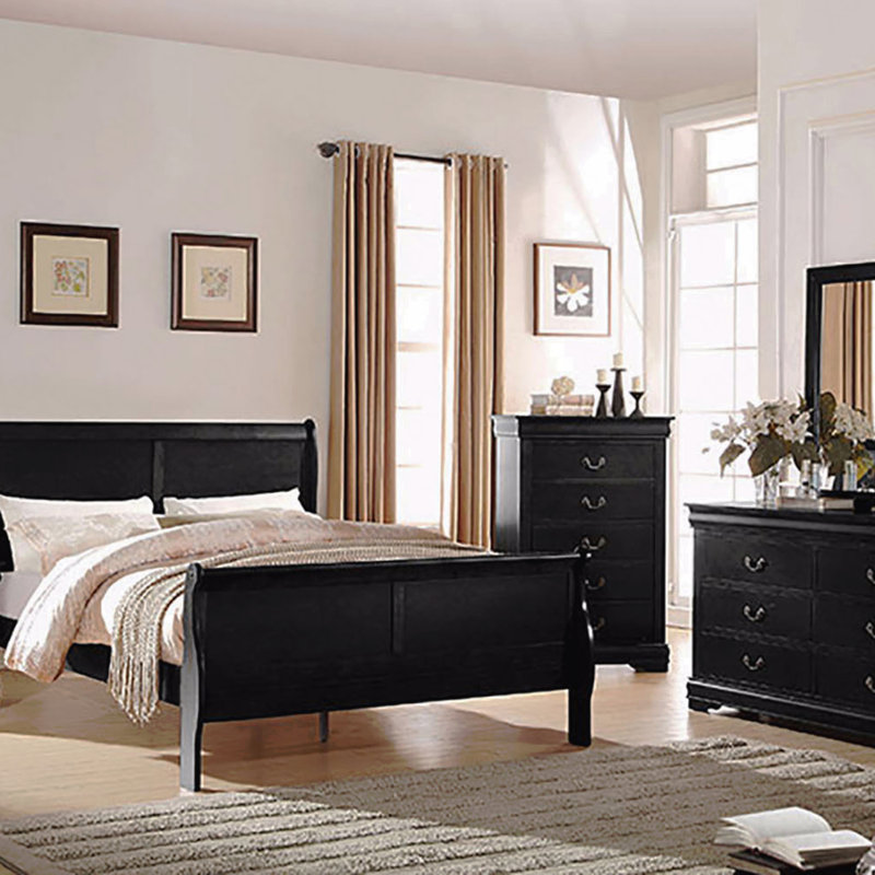 Table de chevet 2 tiroirs, Black