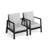 Set Of 2   28" All-Weather Aluminum Patio Armchairs With Thick Light Gray Cushions & Black Frame-1923930635
