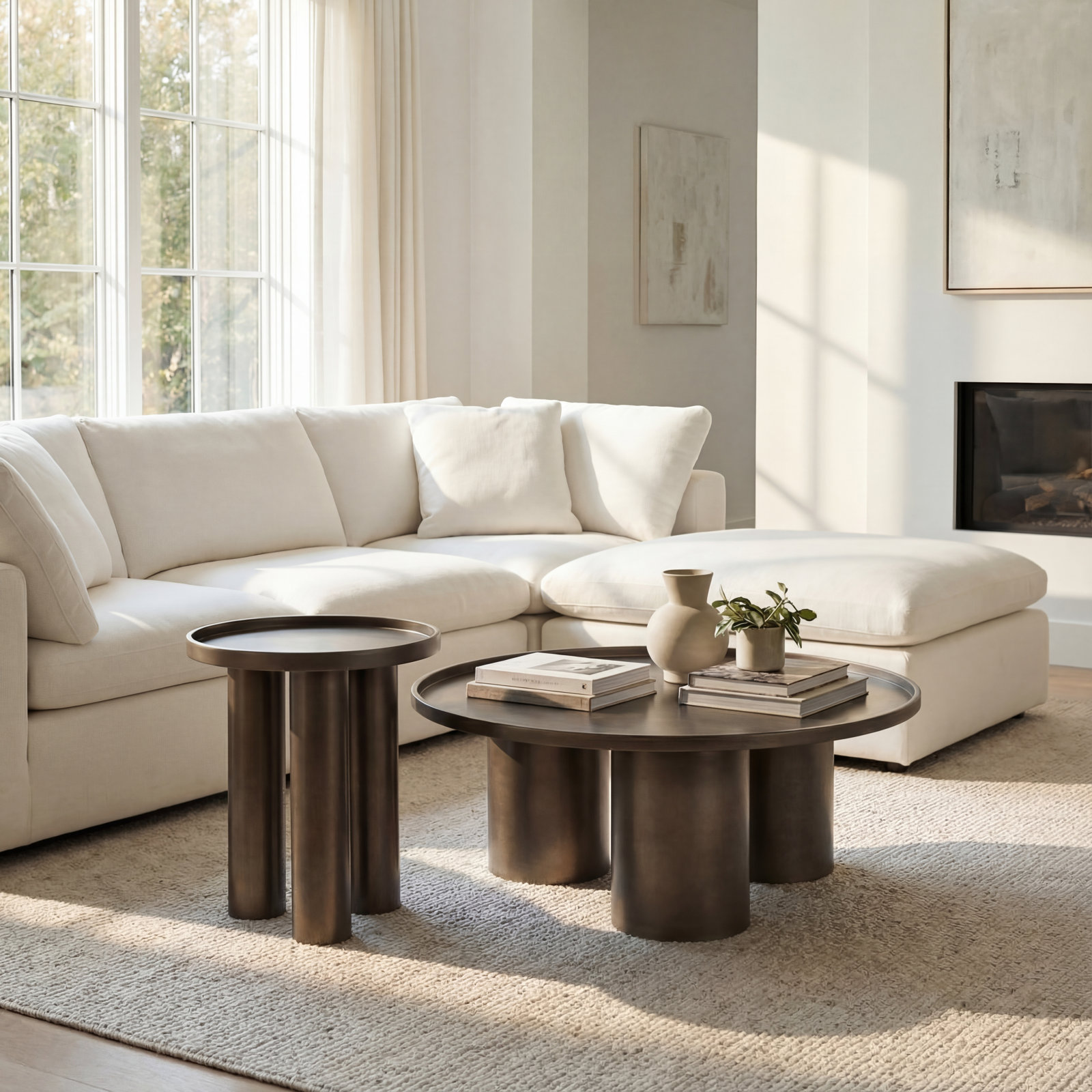 Isthia Single Coffee Table, Industrial Nickel
