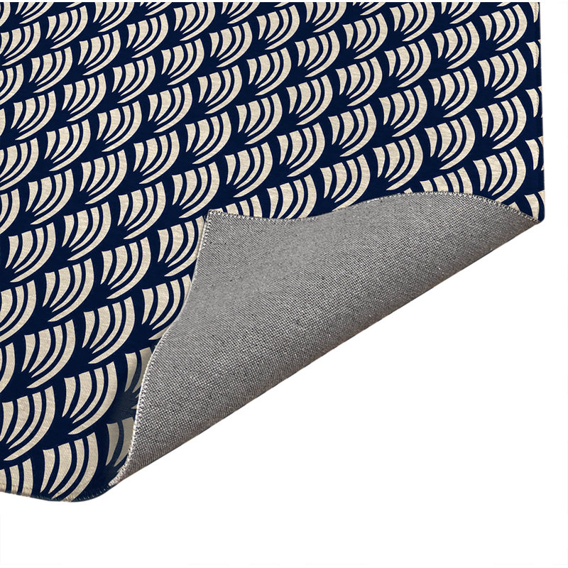 Diagonal Wave Low Profile Kitchen Mat, Deep Navy, Rectangle 5' x 7'