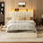 Upholstered Full Platform Bed with 4 Storage Drawers, Storage Bed with LED light & Charging Station, Velvet Tufted Headboard with Adjustable Bedside Tables, No Box Spring Needed, Beige-1047095335-1047095333