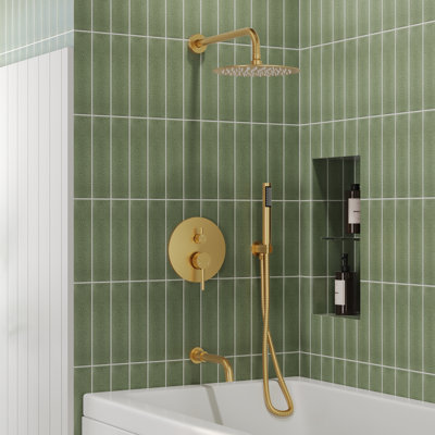 10" High-Pressure Wall Mount Rainfall Tub And Shower Faucet with Rough-in Valve