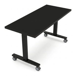 Officesimpli Flip-Top Mobile Conference Training Table Folding Desk With Locking Wheels And Space-Saving Design, Made In USA