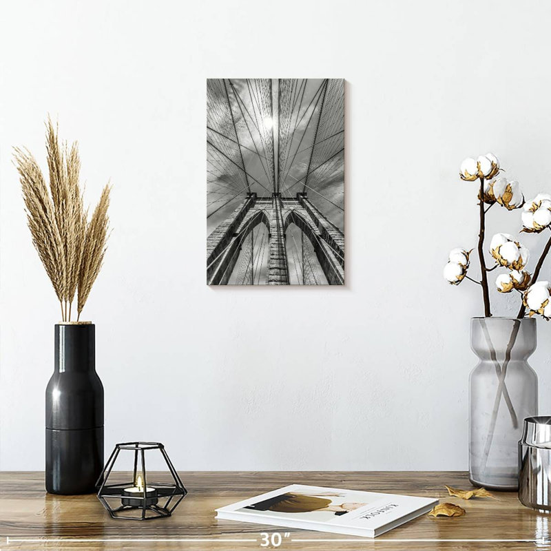 Lilie Brooklyn Bridge Structure Sky View, 12" H x 8" W