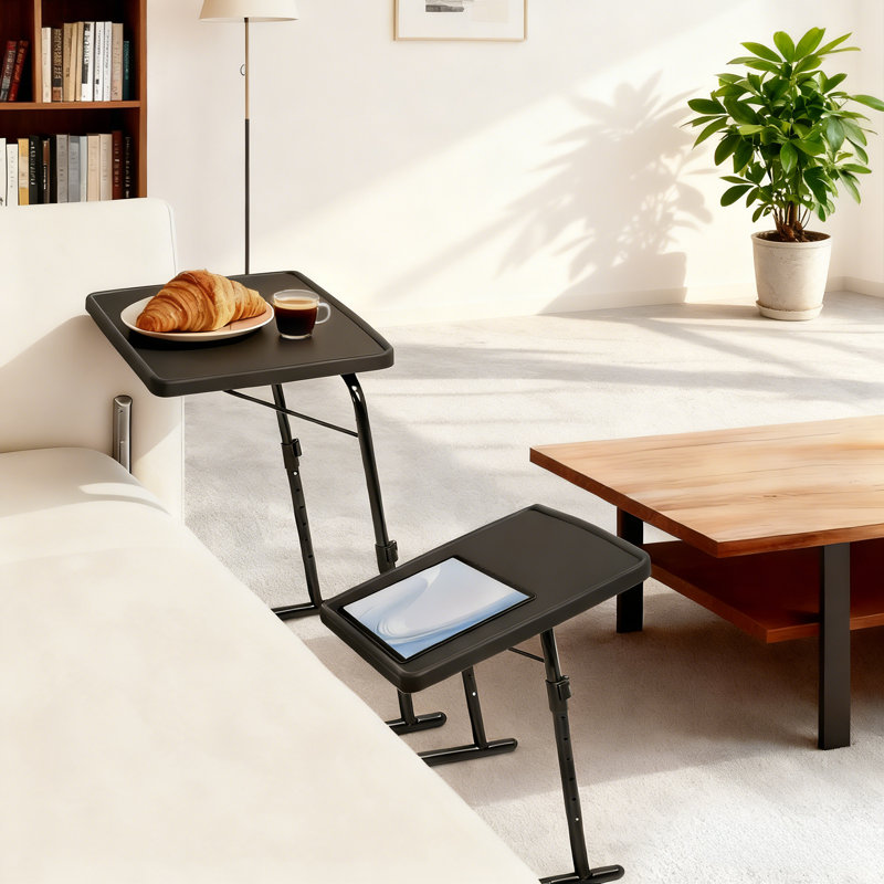 Table-plateau pliable réglable pour téléviseur 22 po avec hauteur et angle d'inclinaison réglables 22 po, Noir