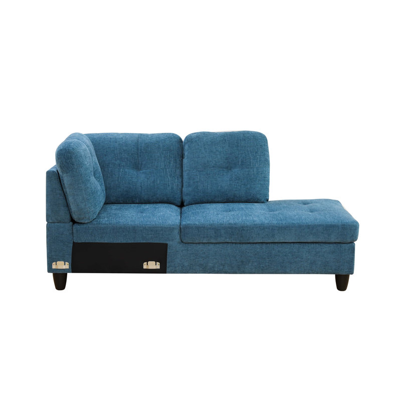 Canapé modulaire 2 pièces Laurana, 100 % lin bleu