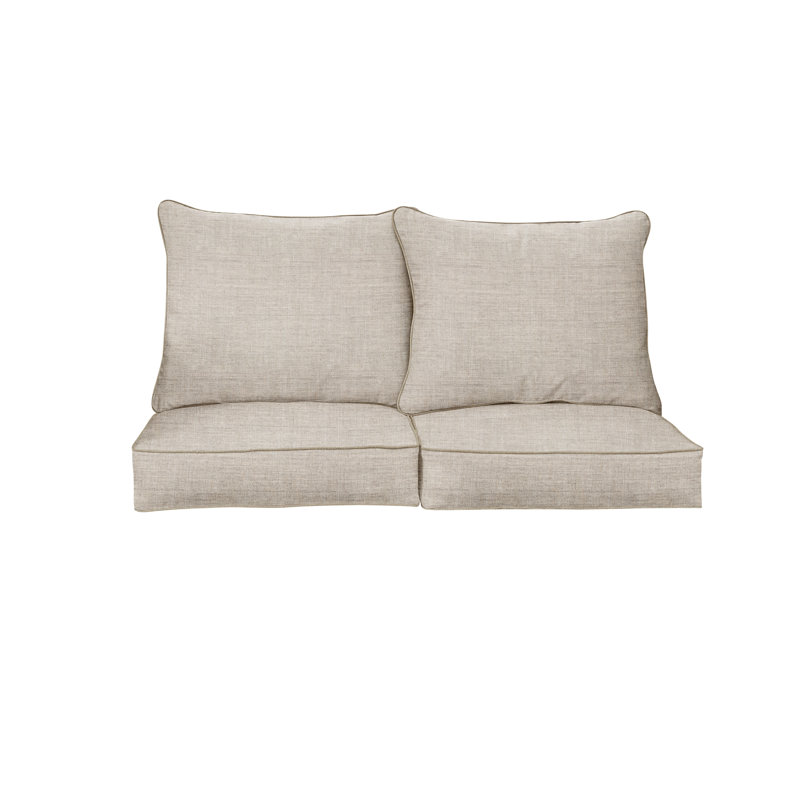Sunbrella Outdoor Solid Loveseat Pillow and Cushion Set, 25 in W x 25 in D x 5 in H, Sunbrella - Canvas Taupe