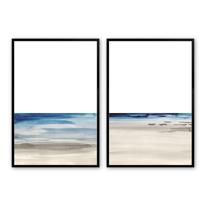«Coastal Serenity», impression sur papier 2 pièces, H 21,5 po x l 17,5 po x P 1 po, Noir satiné
