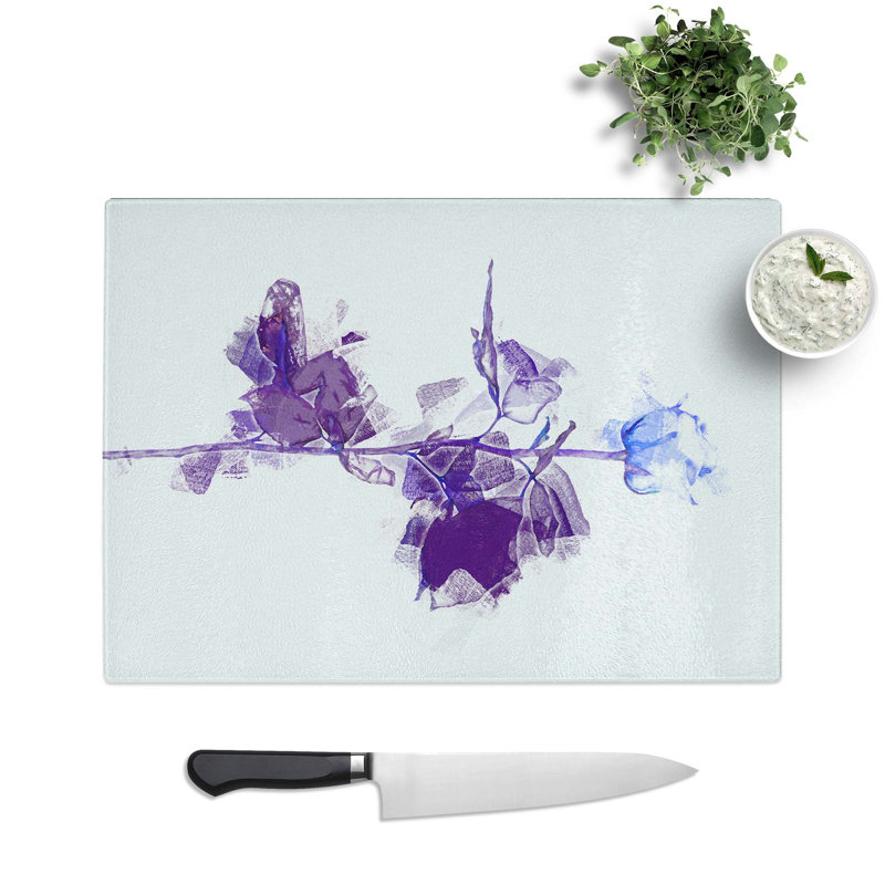 Tempered Glass Vision of a Rose in Abstract Cutting Board, 39 cm W x 28.5 cm L