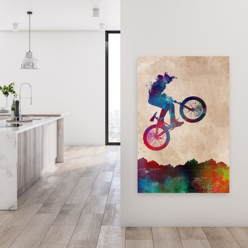 «Vibrant Bmx Rider», art mural contemporain, 48" H x 32" W
