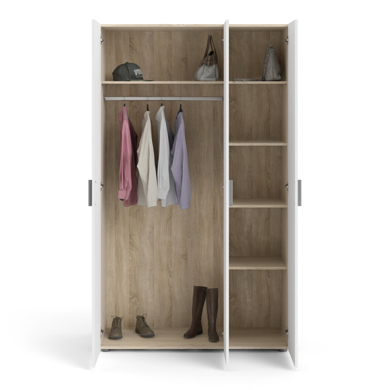Diamone 3 Door Wardrobe, White/Oak