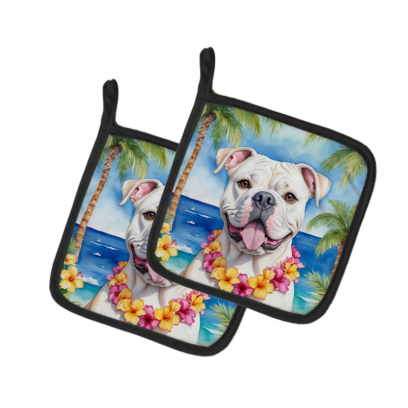 Caroline's Treasures Luau Party Floral Polyester Potholder Set