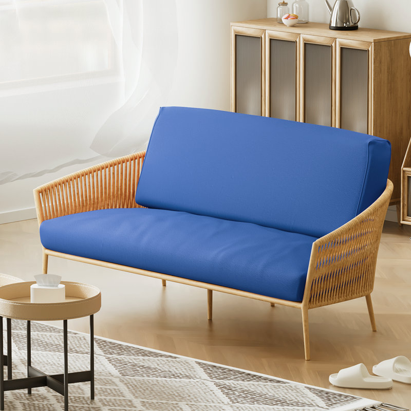Housse pour canapé-lit réversible en tissu de polyester réversible avec fermeture à glissière 3 côtés, Simple, Bleu royal