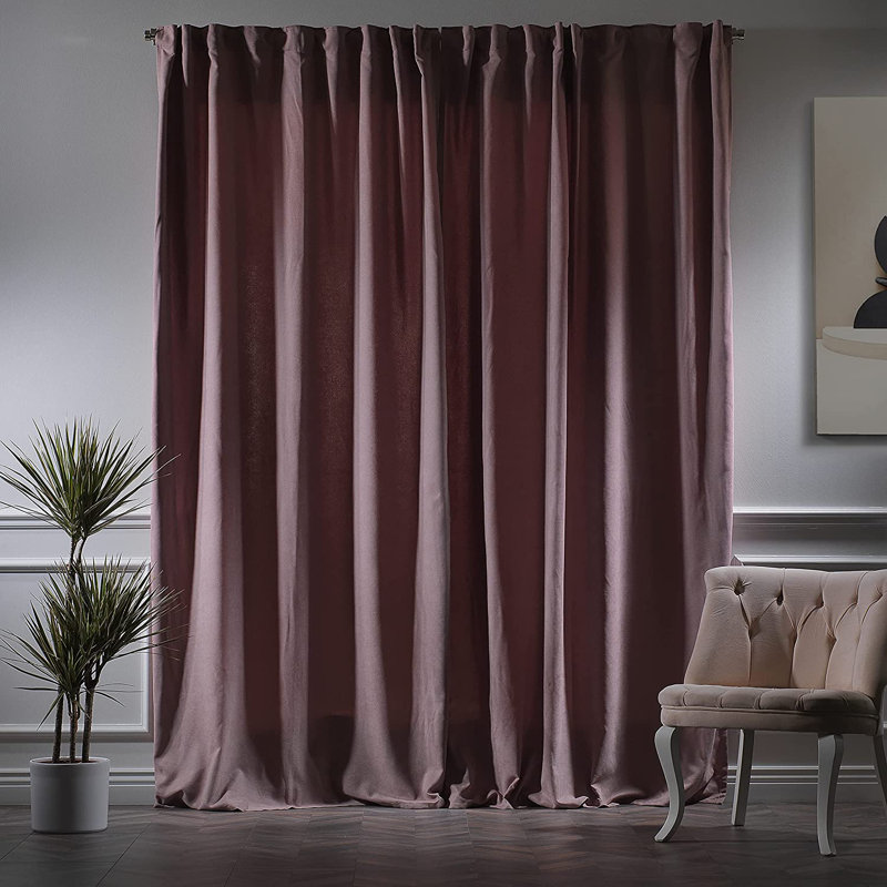 Paire de rideaux obscurcissant avec pattes de couleur unie, L 52 po x L 63 po, Rose