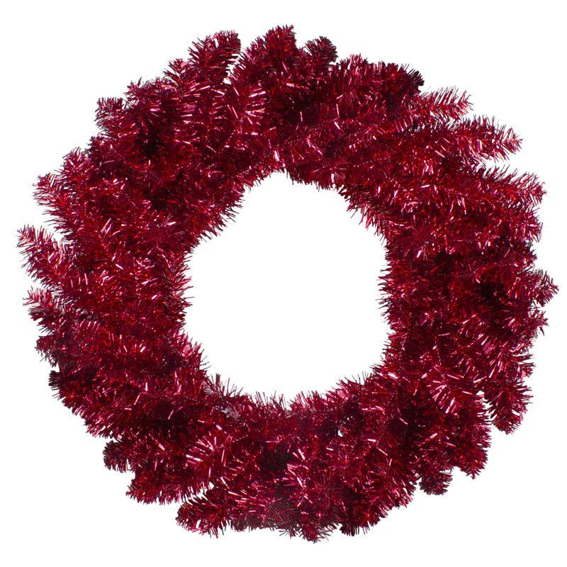 Guirlande de Noël 24 po à double guirlande artificielle rouge métallique - non éclairée