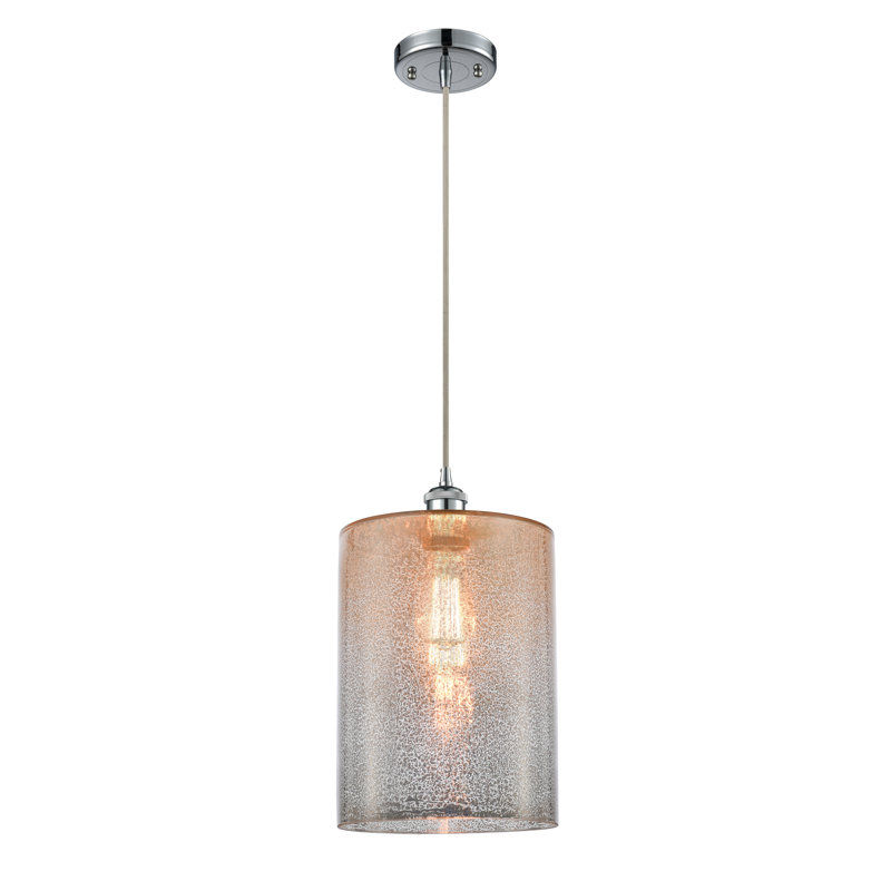 Luminaire suspendu cylindrique à 1 lumière Leilani, Ampoule DEL 6 watts Vinage, Mercure, Chrome poli