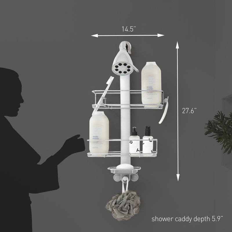 Medium Stainless Steel Adjustable Shower Caddy with Suction Mount