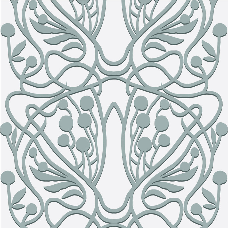 Vineyard 10' L x 25" W Wallpaper Tile, Blue, PVC, Self-adhesive