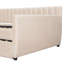 Lit de jour double avec lit gigogne et support en lattes de bois, beige, confortable pour les membres de la famille