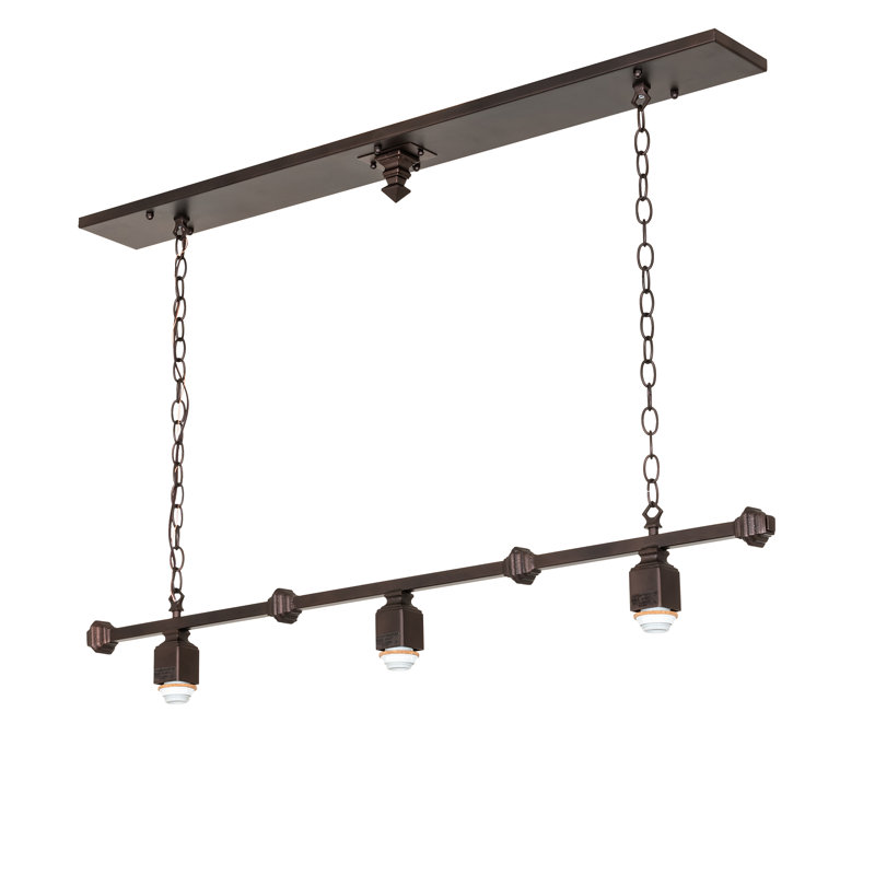 48" Long Cottage Mission 3 Light Island Pendant